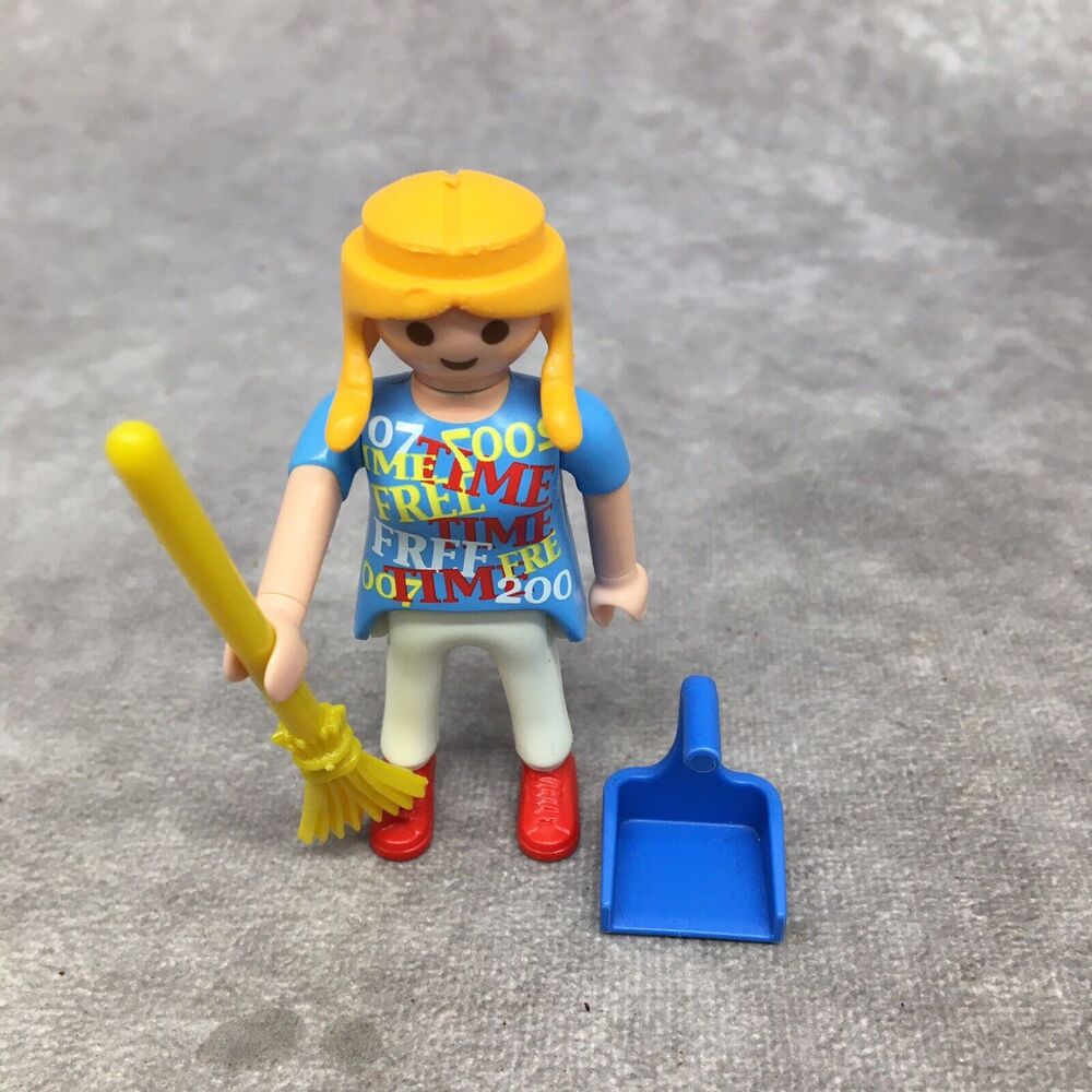 Playmobil Female Figure w/Broom & Dustpan